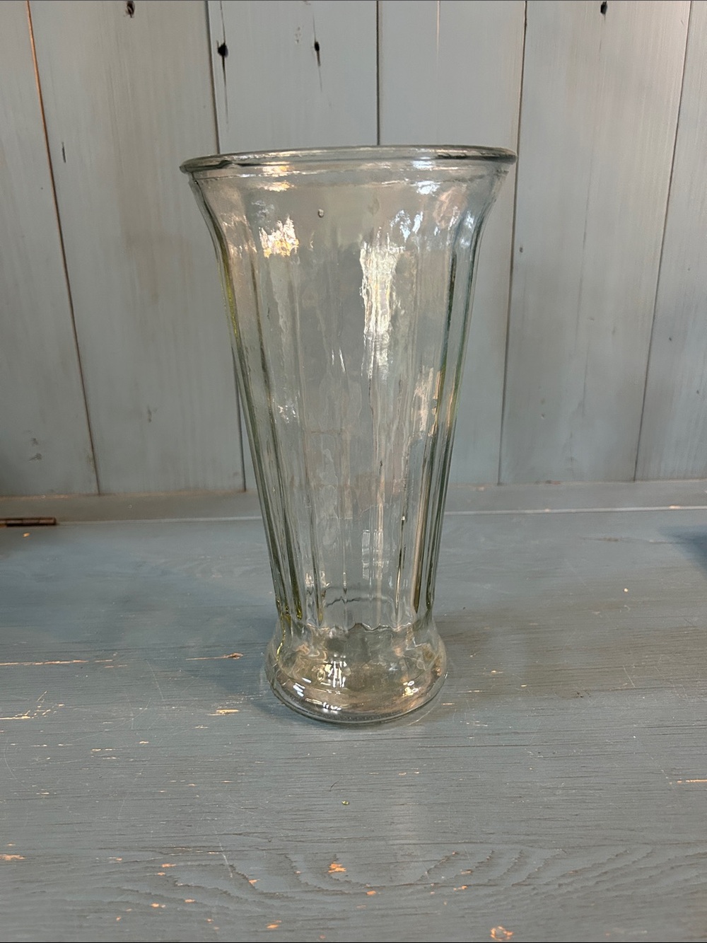 Elegant Clear Glass Fluted Vase - 10” Inches